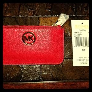 Authentic Red Michael Kors Card/Coin Pouch